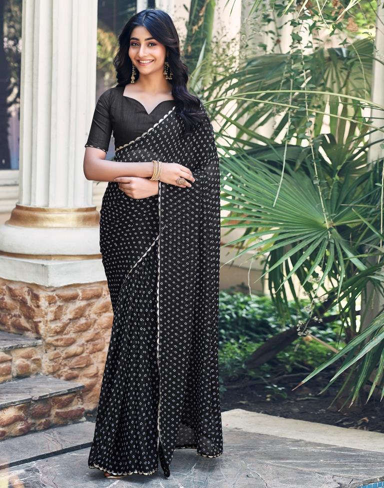 Black Georgette Printed Saree