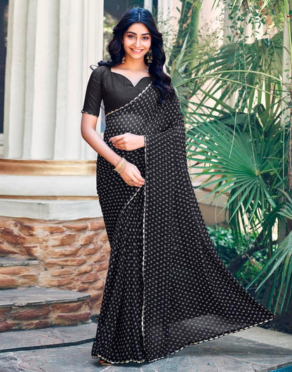 Black Georgette Printed Saree