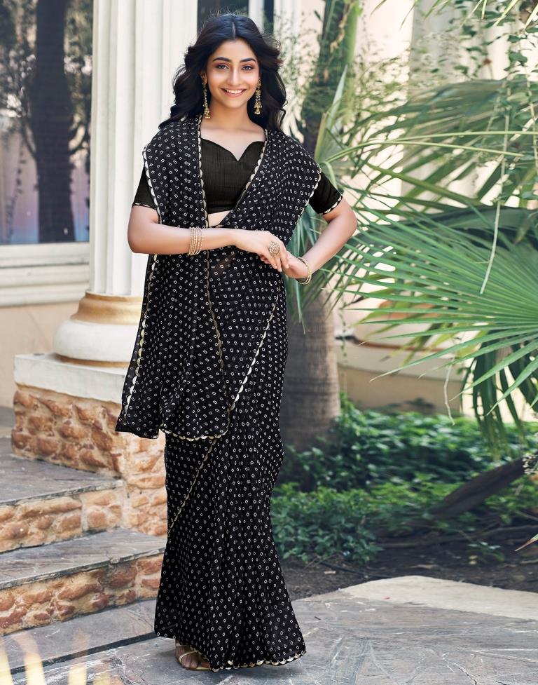 Black Georgette Printed Saree