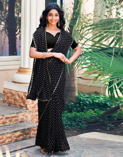 Black Georgette Printed Saree