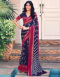 Navy Blue Cotton Printed Saree