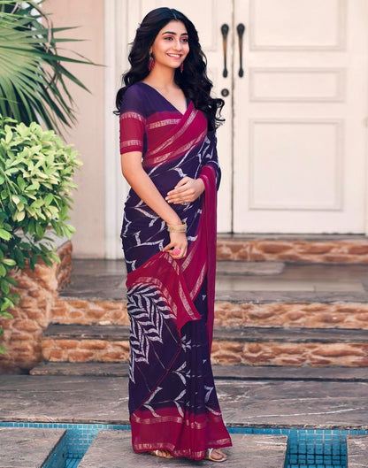 Navy Blue Cotton Printed Saree