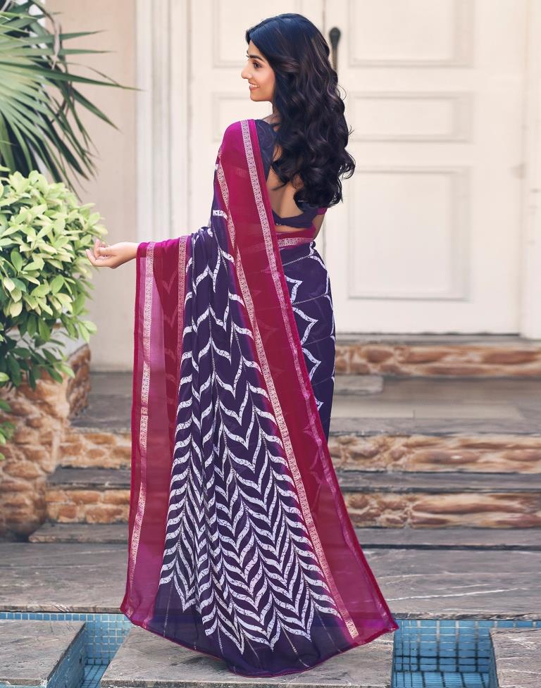 Navy Blue Cotton Printed Saree