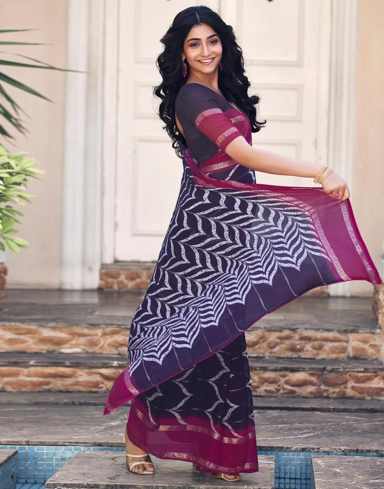 Navy Blue Cotton Printed Saree