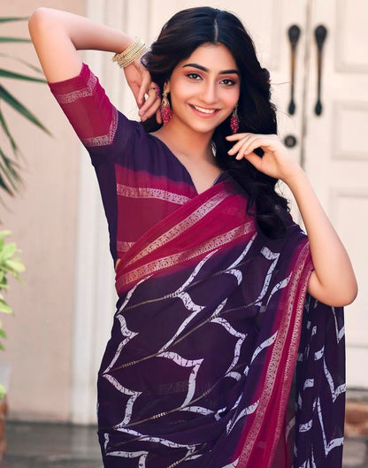 Navy Blue Cotton Printed Saree