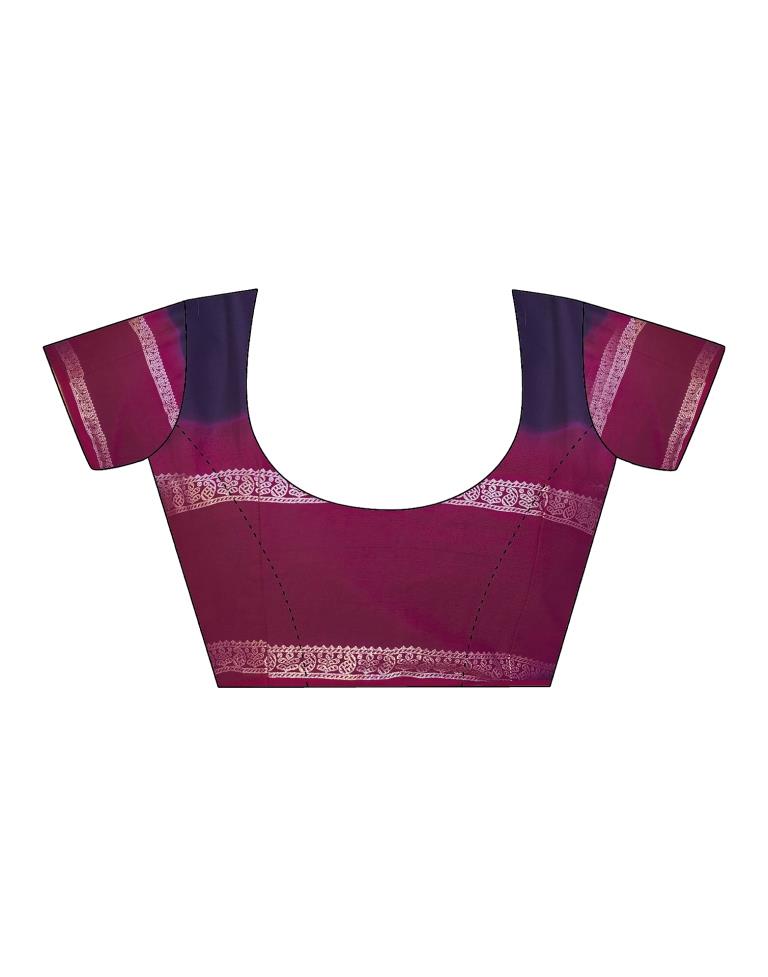 Navy Blue Cotton Printed Saree