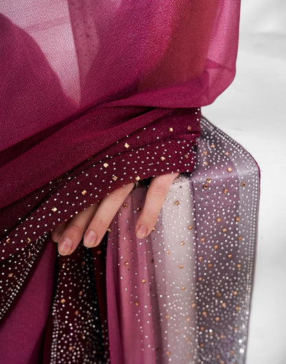 Dark Pink Lycra Plain Saree