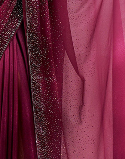 Dark Pink Lycra Plain Saree