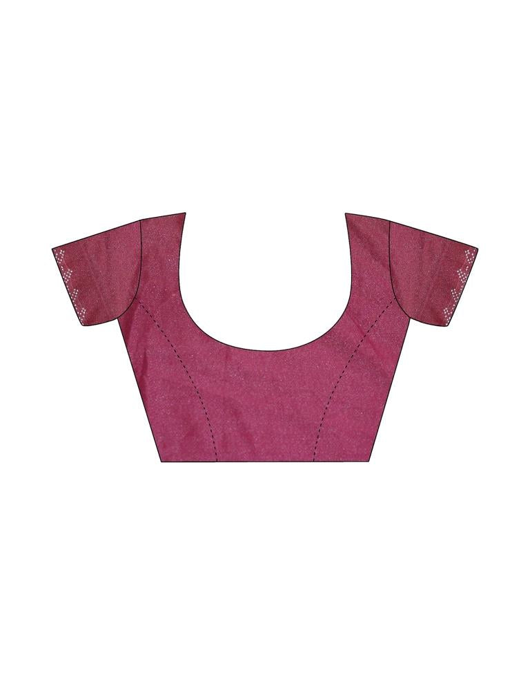 Dark Pink Lycra Plain Saree