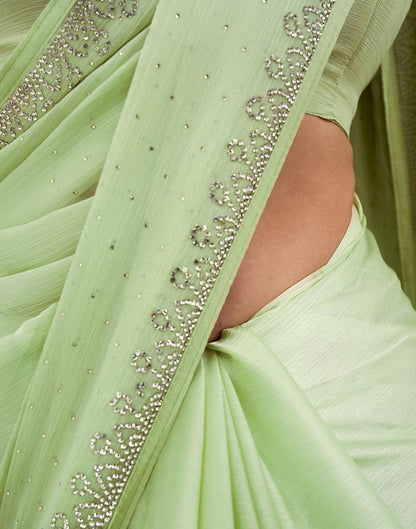 Light Green Chiffon Plain Saree