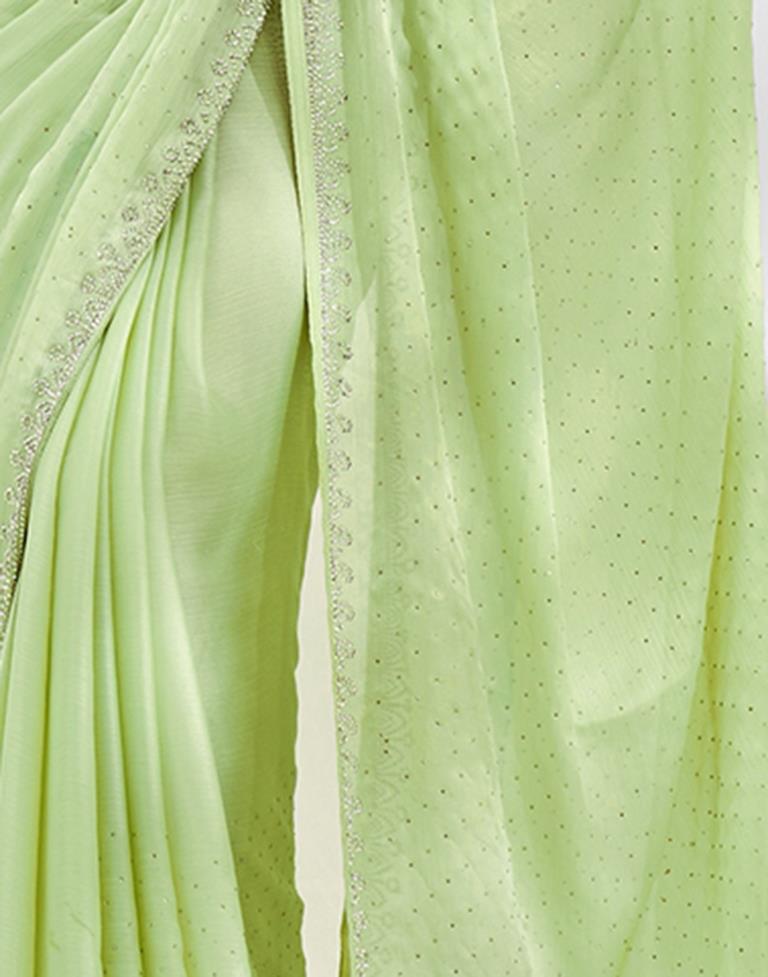 Light Green Chiffon Plain Saree