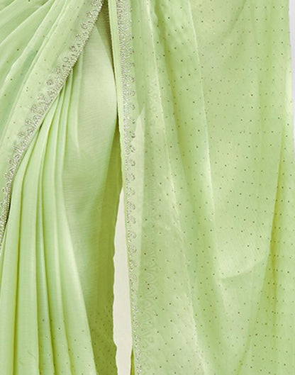 Light Green Chiffon Plain Saree