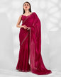 Dark Red  Chiffon Plain Saree