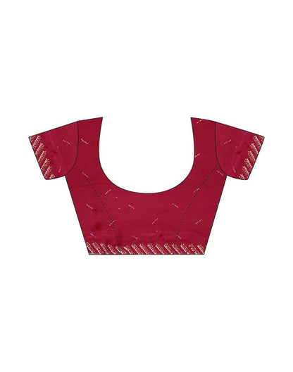 Dark Red  Chiffon Plain Saree