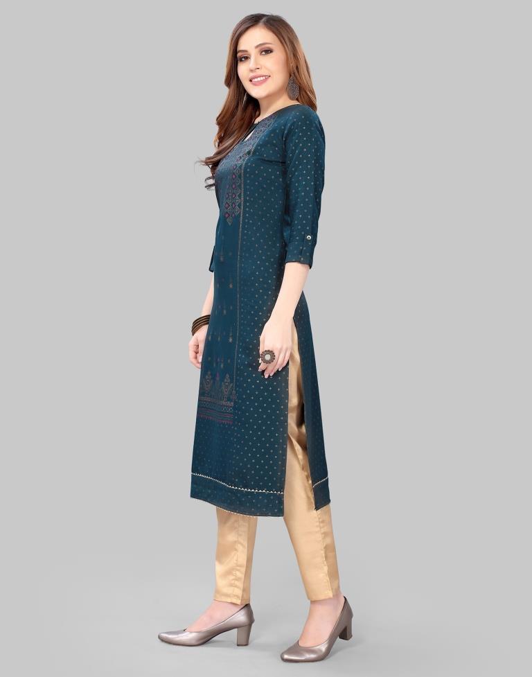 Navy Blue Printed Kurti | Leemboodi