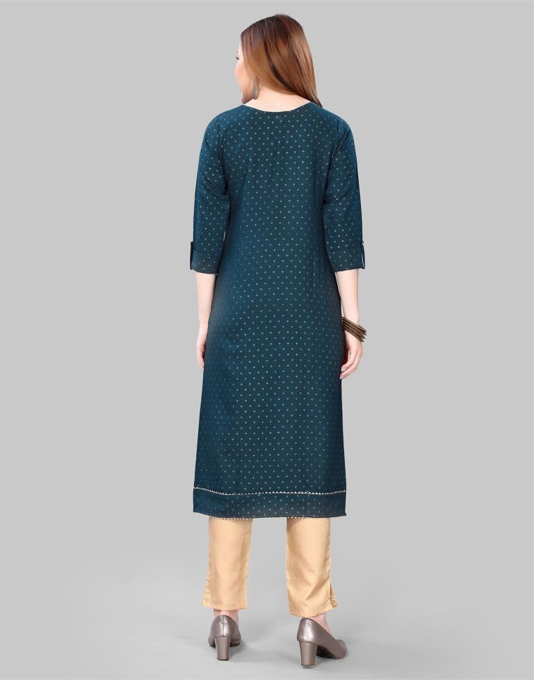 Navy Blue Printed Kurti | Leemboodi