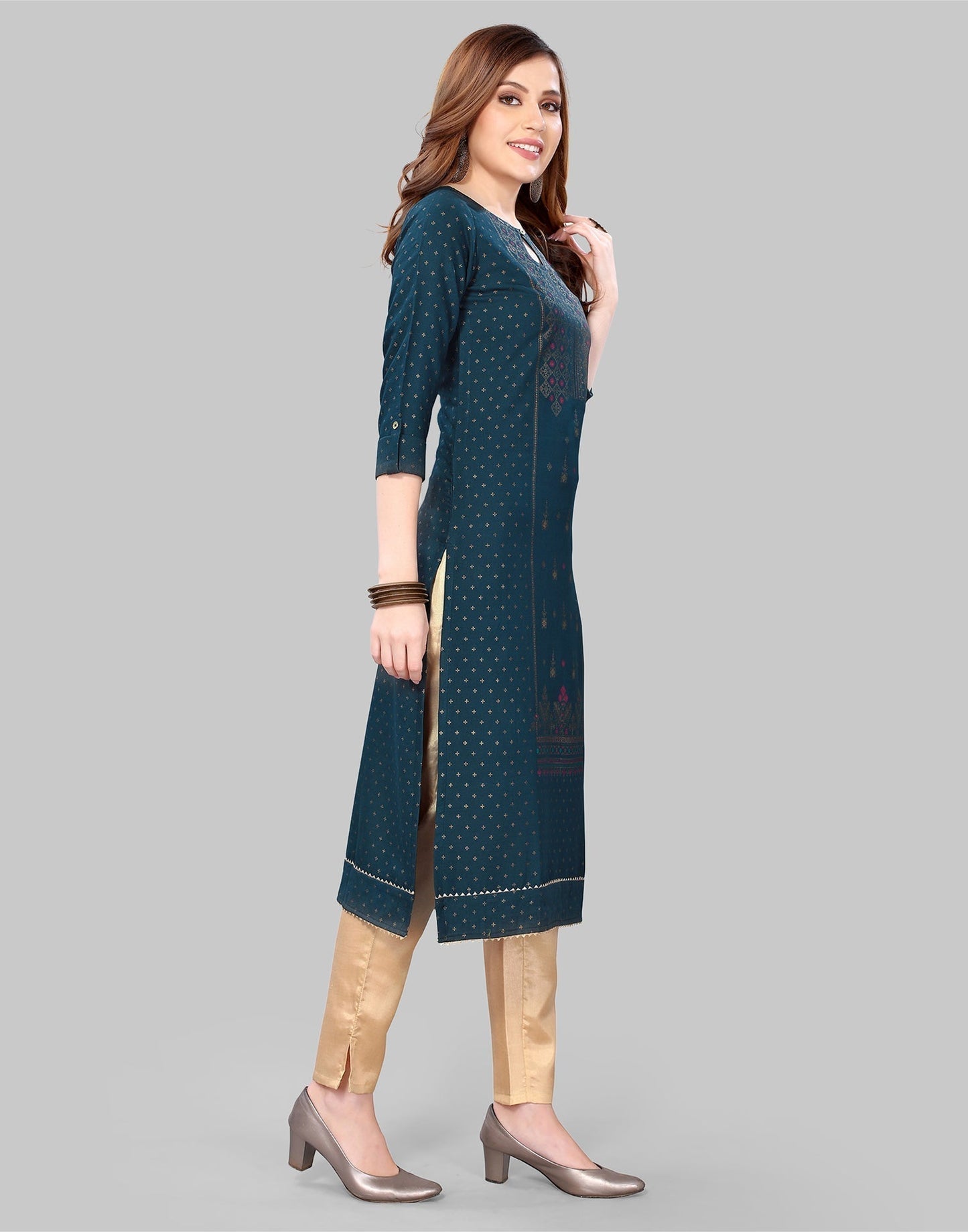Navy Blue Printed Kurti | Leemboodi