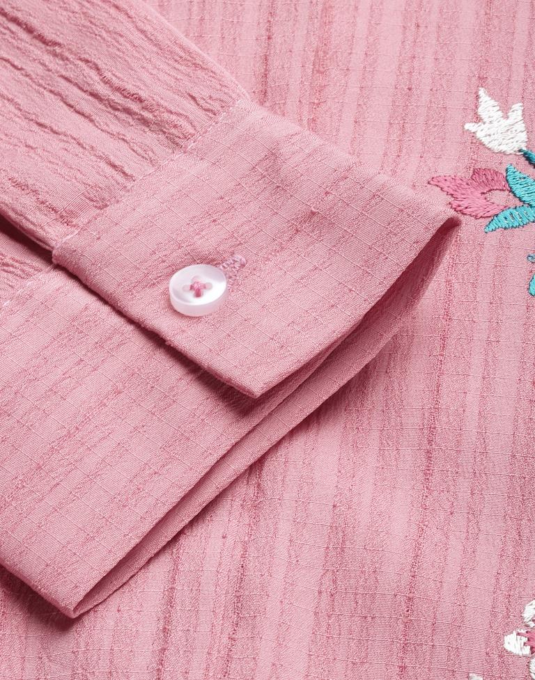 Pink Embroidered Shirt | Leemboodi