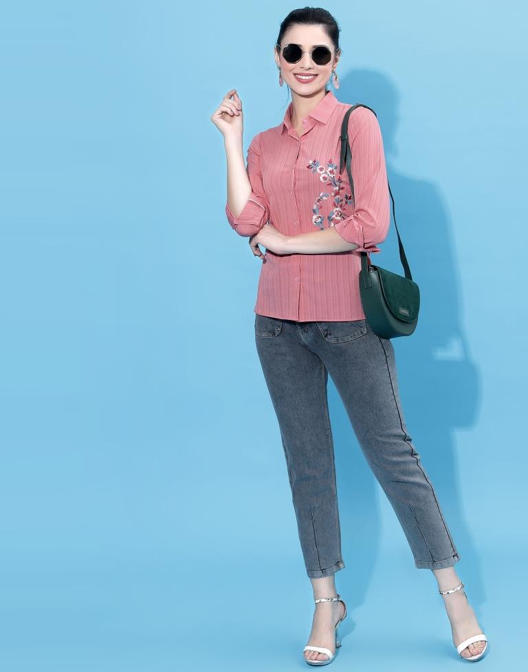 Pink Embroidered Shirt | Leemboodi