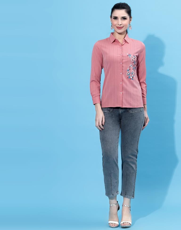 Pink Embroidered Shirt | Leemboodi