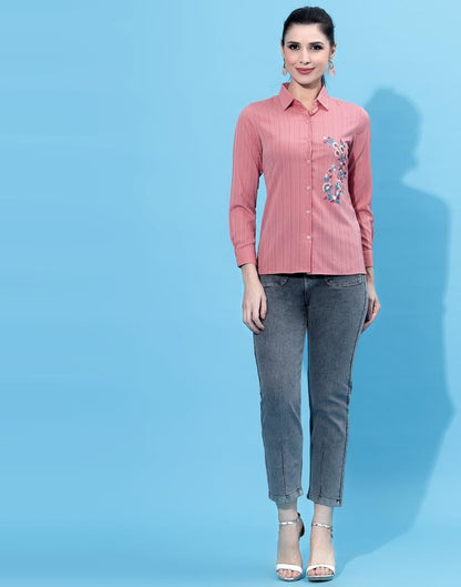 Pink Embroidered Shirt | Leemboodi