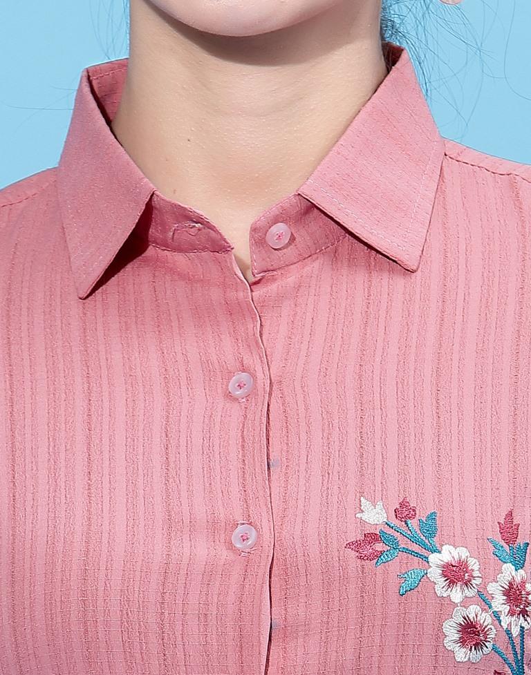 Pink Embroidered Shirt | Leemboodi