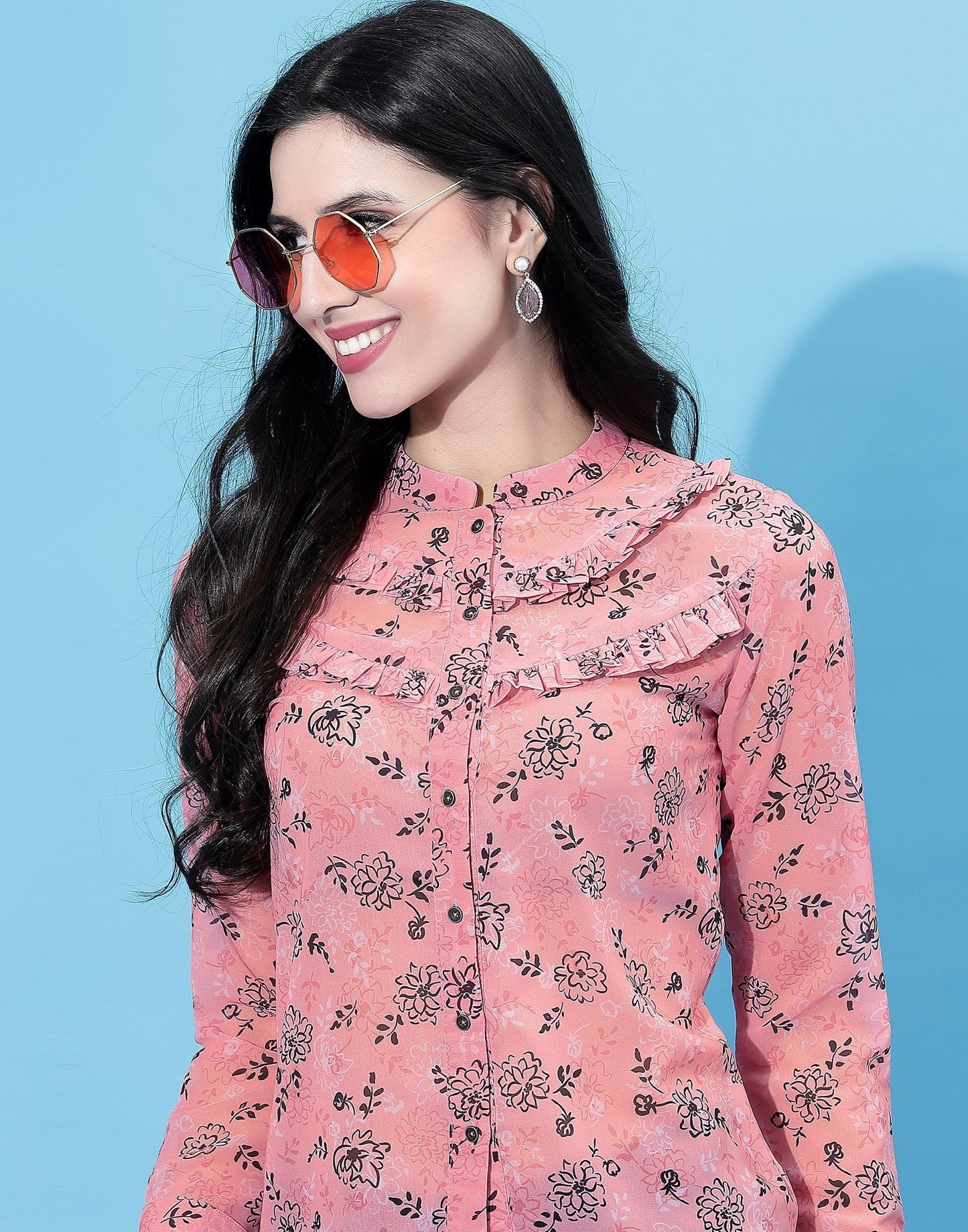 Pink Floral Printed Top | Leemboodi