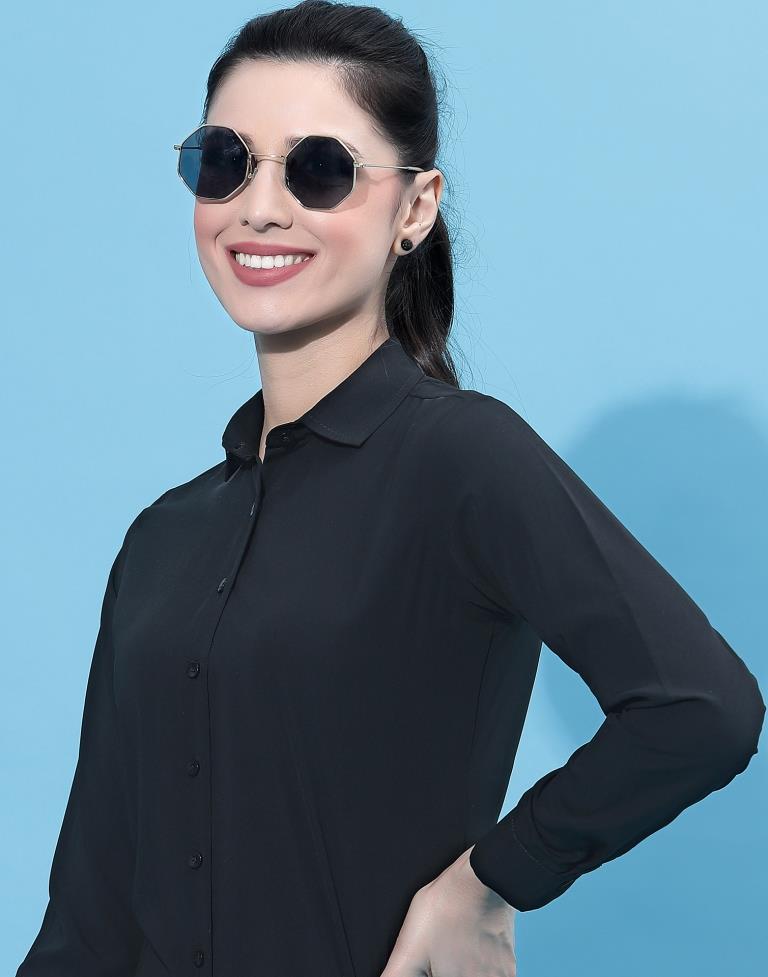 Black Solid Shirt | Leemboodi