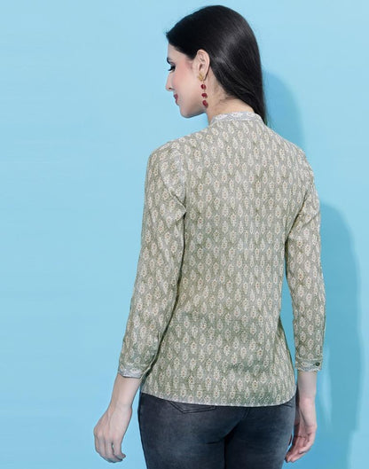 Grey Collared Printed Shirt | Leemboodi