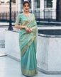 Blue Organza Woven Saree