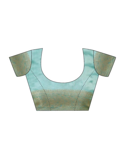 Blue Organza Woven Saree