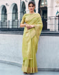 Pista Green Organza Woven Saree