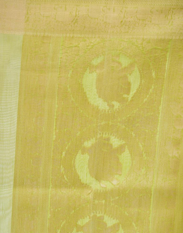 Pista Green Organza Woven Saree