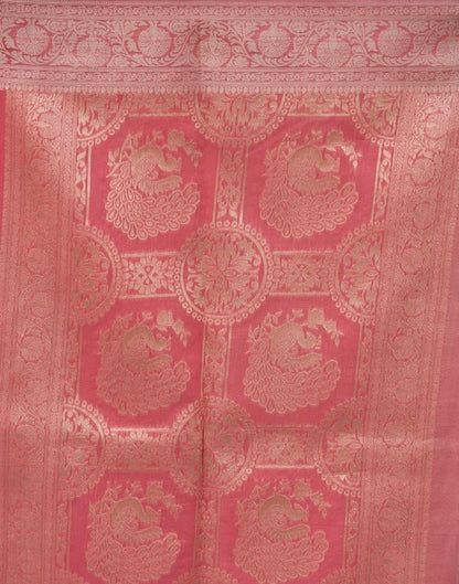 Rose Pink Organza Woven Saree