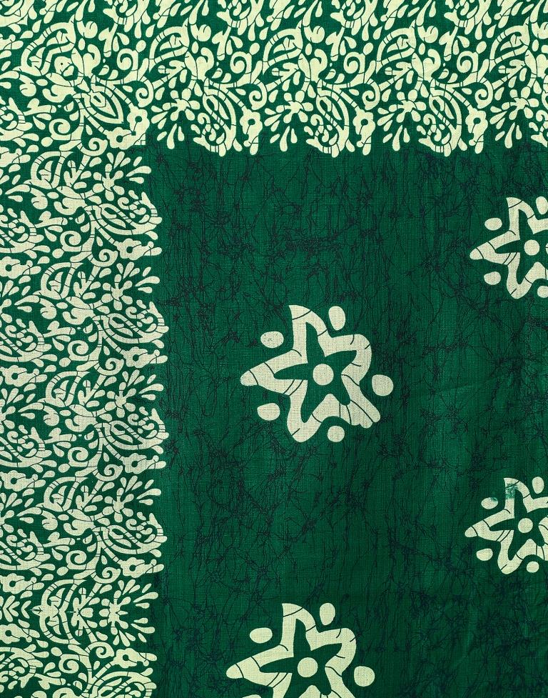 Bottle Green Silk Printed Saree