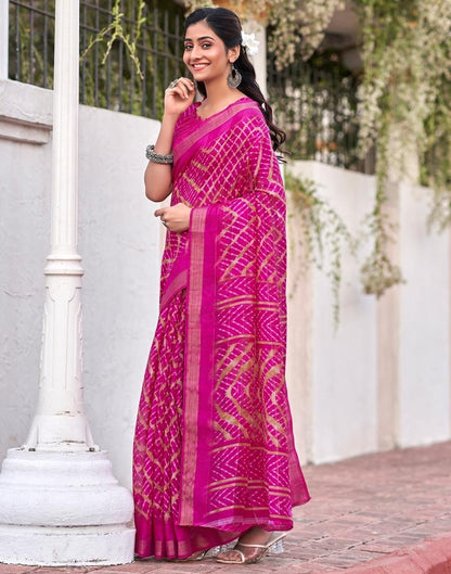 Rani Pink Cotton Printed Saree