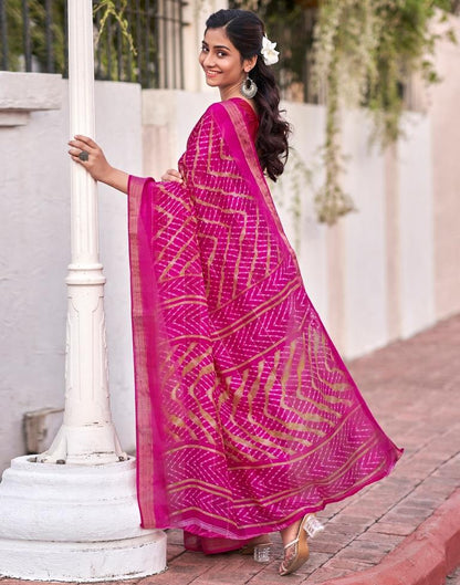 Rani Pink Cotton Printed Saree