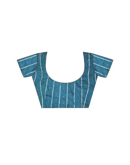 Teal Blue Georgette Plain Saree