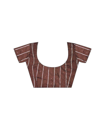 Brown Georgette Plain Saree