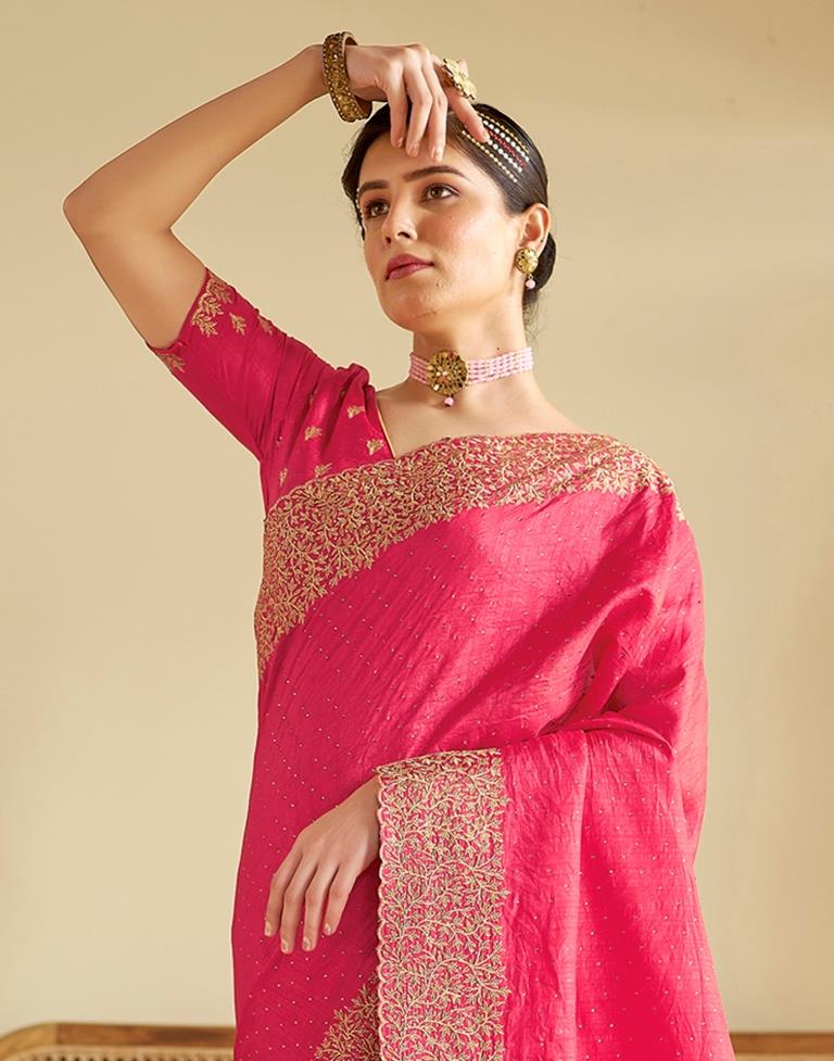 Pink Silk Plain Saree