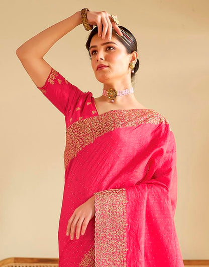 Pink Silk Plain Saree