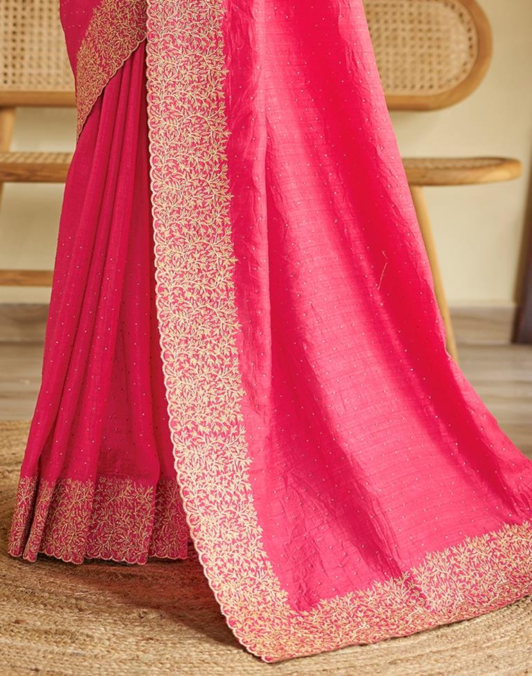 Pink Silk Plain Saree