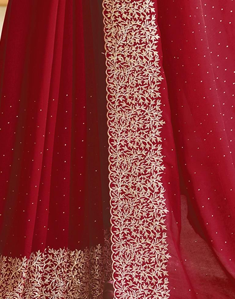 Red Silk Plain Saree