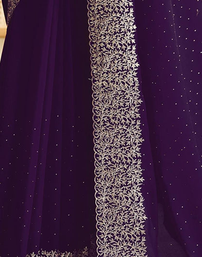 Deep Purple Silk Plain Saree