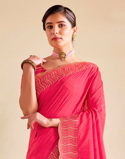 Pink Silk Plain Saree