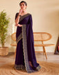Dark Purple Silk Plain Saree