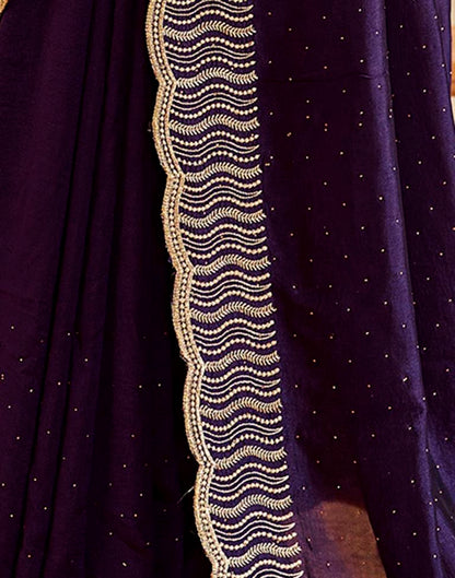 Dark Purple Silk Plain Saree