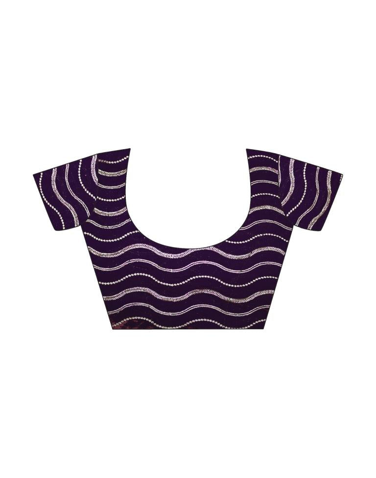 Dark Purple Silk Plain Saree