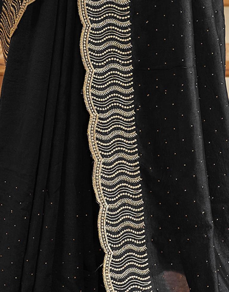 Black Silk Plain Saree