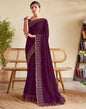 Wine Silk Plain Saree